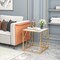 Square End Table With Tempered Glass Tabletop And Gold Finish Geometric Frame-golden